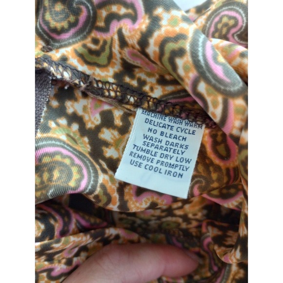 Vtg Fem Form Paisley 70s Flower Power Mock Neck Backk Zip Blouse Top Bohemian - Picture 5 of 11